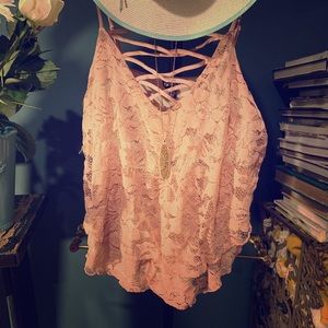 Express Dusty Rose Lace Tank top